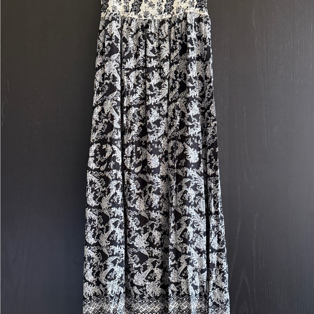 Alya Black and White Patterned Maxi Skirt